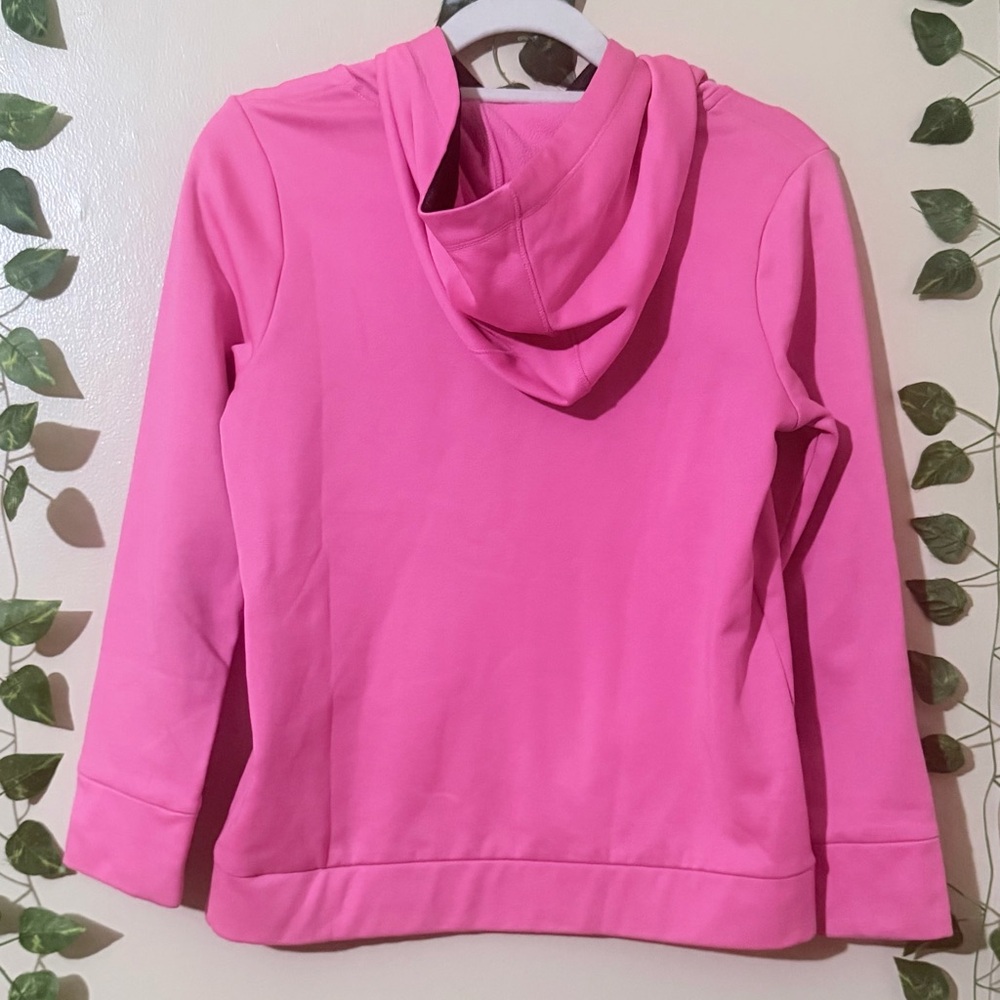 adidas Girls Pink Hoodie with Black Logo - Picture 3 of 5